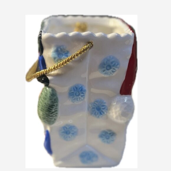 Christmas Jar Ceramic Square Double-Sided Santa & Snowman 5.5” H x 5” W x 3” D - Picture 4 of 4